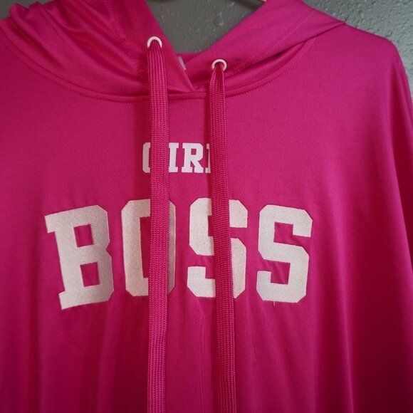No Boundaries Womens Pink"Girl Boss" Hooded Light Weight Snapped Jacket Size XXL - Picture 3 of 6